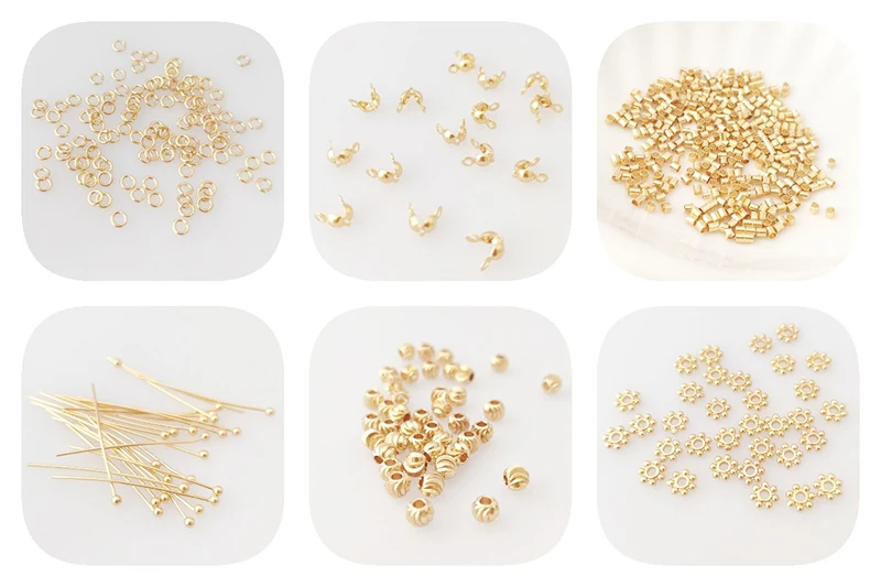 Brass Metal Beads Caps Spacer Beads For Bracelet Necklace Making Accessories 14K Real Gold Plated Separation Beads Wholesale
