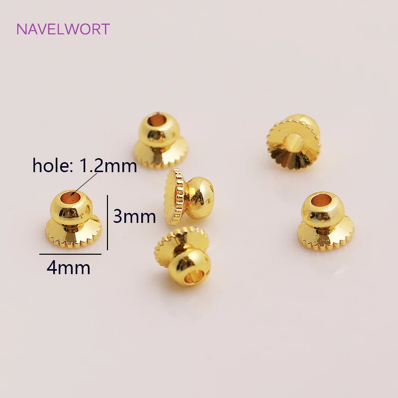 Brass Metal Beads Caps Spacer Beads For Bracelet Necklace Making Accessories 14K Real Gold Plated Separation Beads Wholesale