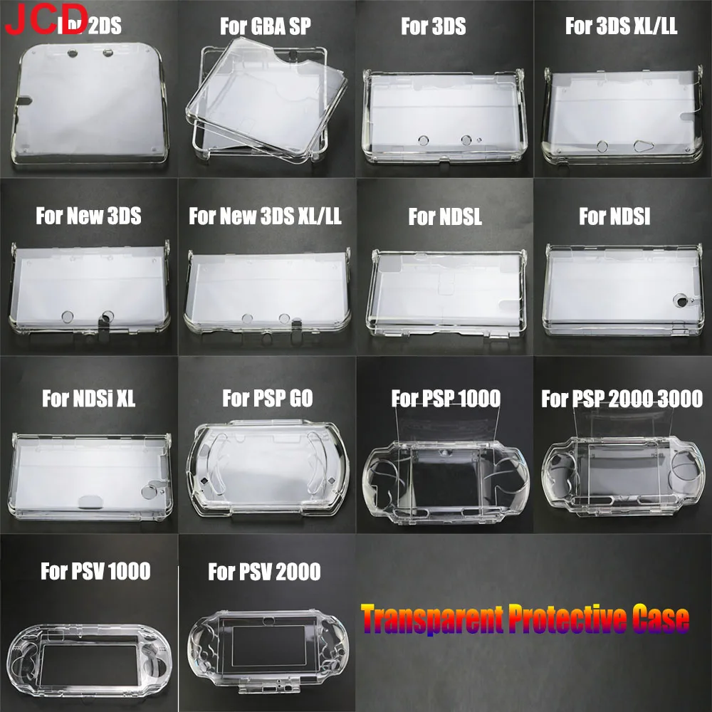 1pcs Clear Crystal Shell For 2DS 3DS XL LL New 3DS XL NDSL NDSI XL PSP GO PSV 1000 2000 3000 Protective Cover Shell For GBA SP
