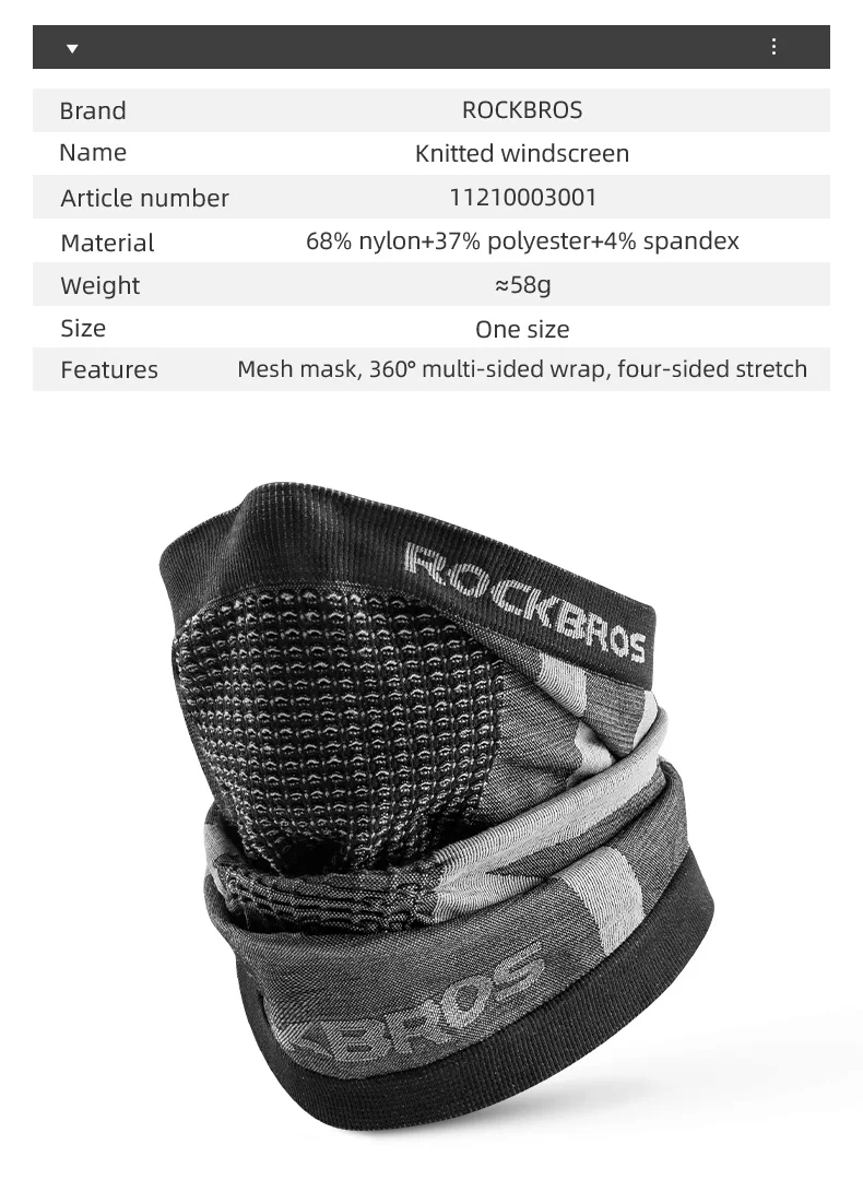 ROCKBROS Bike Mask Full Face Mask Balaclava Breathable Sun UV Protection Sport Scarf Cycling Windproof Motorcycle Half Face Mask