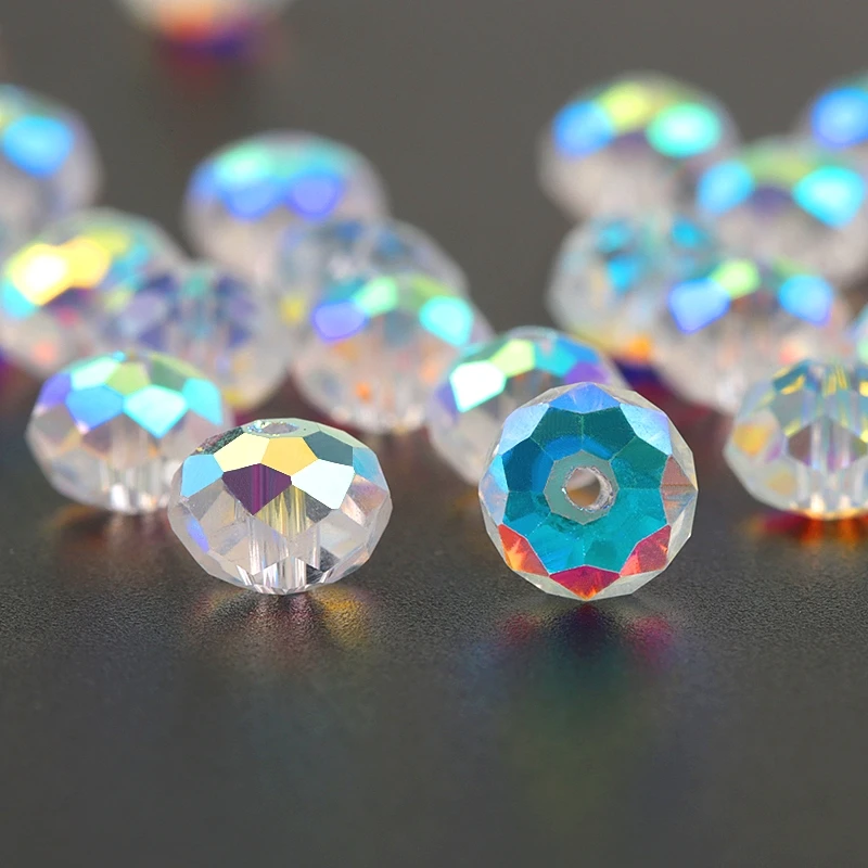 100/150PCS 4/6/8MM AB Color Crystal Round Glass Beads Faceted Beads for DIY Bracelets Necklace Pendants Jewelry Making Supplies