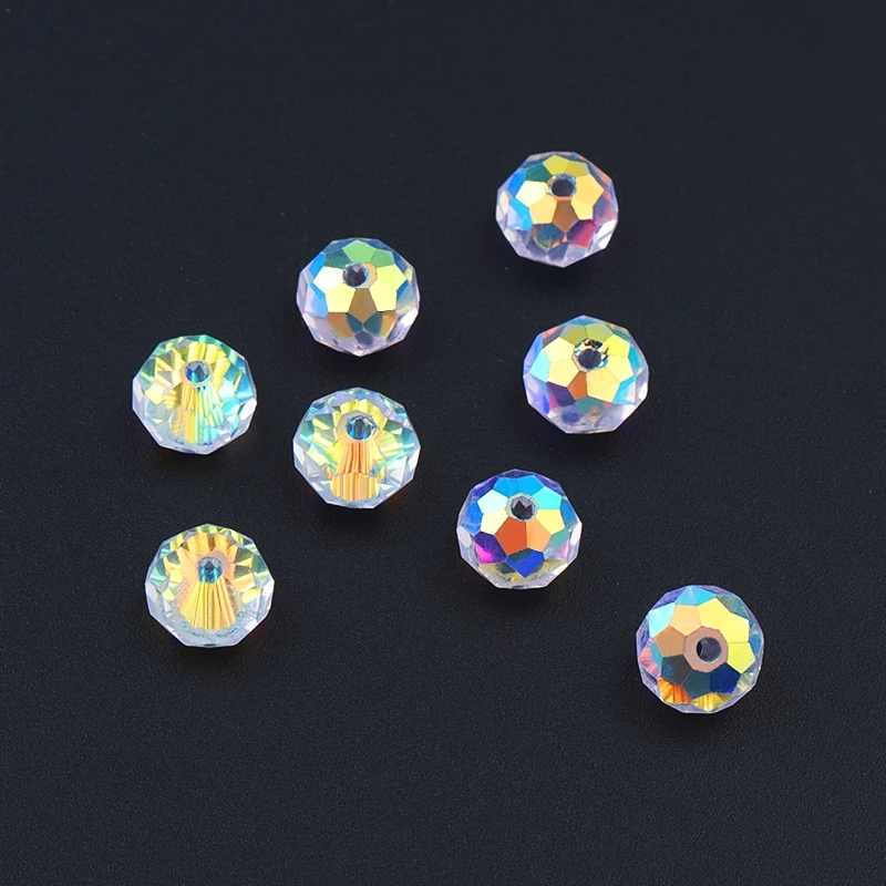 100/150PCS 4/6/8MM AB Color Crystal Round Glass Beads Faceted Beads for DIY Bracelets Necklace Pendants Jewelry Making Supplies