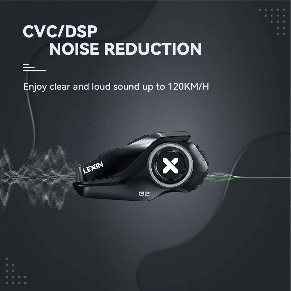 Lexin G2P 2PCS Motorcycle Helmet Intercoms Bluetooth V5.0 Up to Connect 6 Riders & Talk Between Any 2 of Them Wireless Headsets