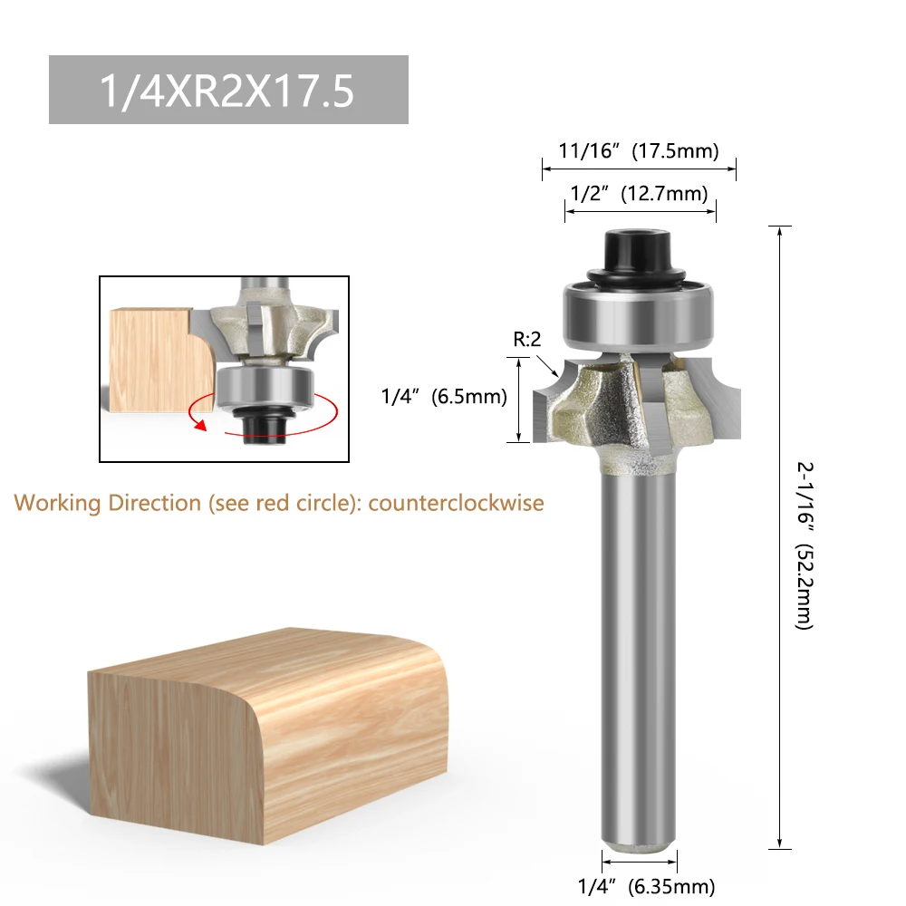 LAVIE 1pc 6mm 1/4 Shank Z4 Corner Round Router Bit R1 R2 R3 Mill Classical Cutter Bit Trim Edging Woodworking