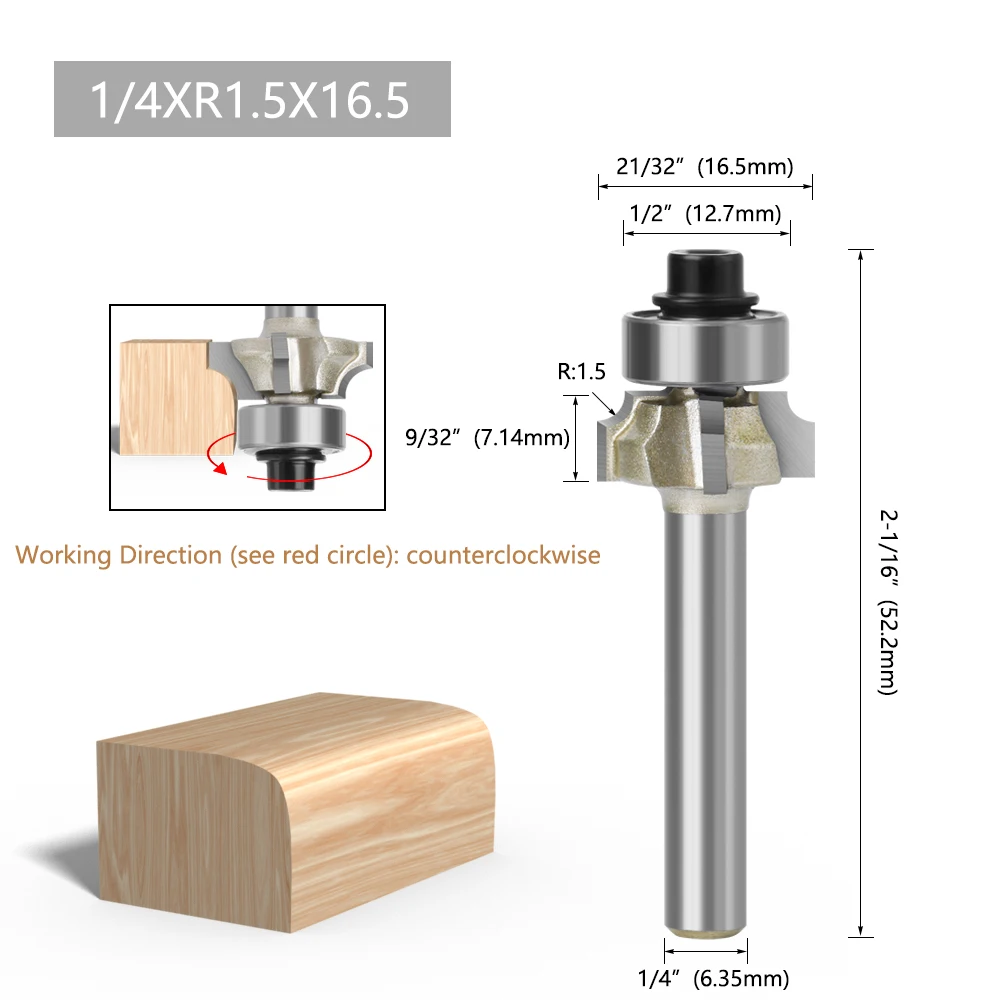 LAVIE 1pc 6mm 1/4 Shank Z4 Corner Round Router Bit R1 R2 R3 Mill Classical Cutter Bit Trim Edging Woodworking