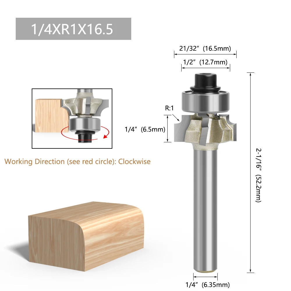 LAVIE 1pc 6mm 1/4 Shank Z4 Corner Round Router Bit R1 R2 R3 Mill Classical Cutter Bit Trim Edging Woodworking