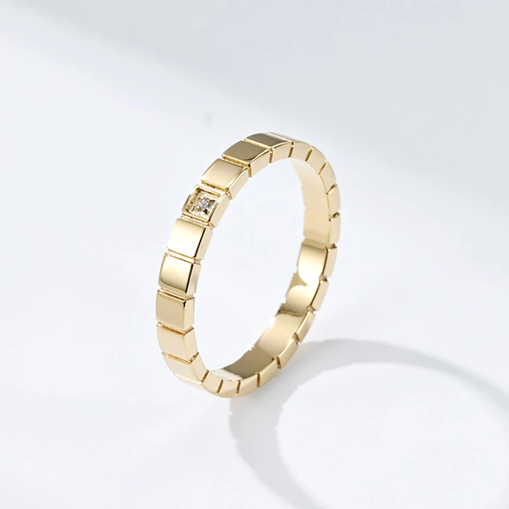 VQYSKO INS Small Square Zircon Set Women's Ring Fashion Temperament Wear Simple Single Tail Jewelry