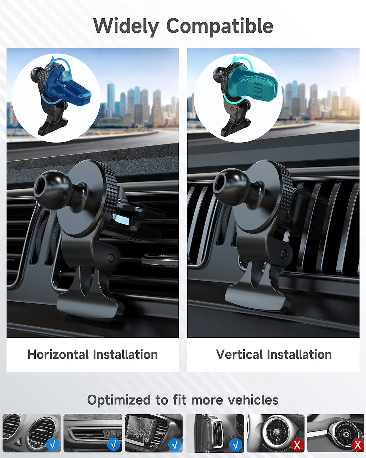 Untoom 17mm Ball Head Base for Car Phone Holder Universal Car Air Vent Mobile Phone Stand GPS Bracket Car Air Outlet Clip Mount