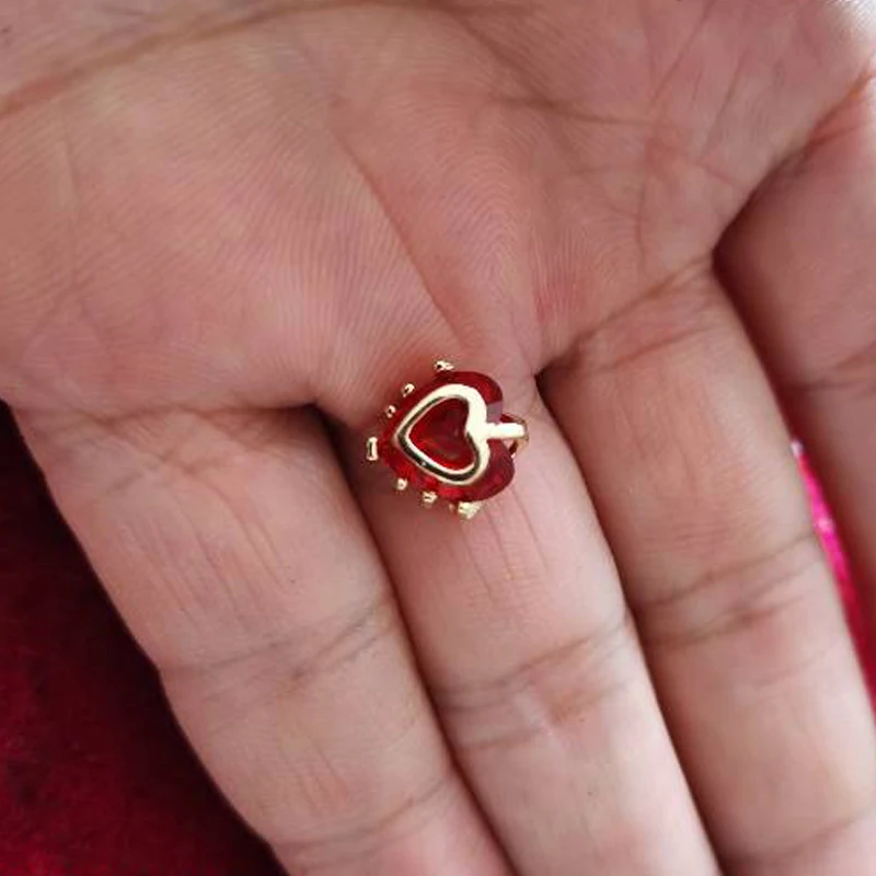 Bloom Heart Necklace, Jewelry For Woman Girl, Romantic Party Wedding Accessories, Red Peach Heart Pendant, Gold Plated,Choker