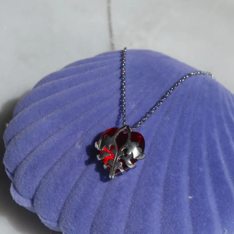 Bloom Heart Necklace, Jewelry For Woman Girl, Romantic Party Wedding Accessories, Red Peach Heart Pendant, Gold Plated,Choker