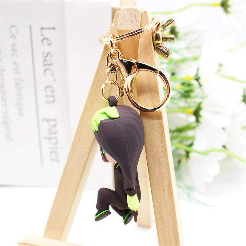 Fashion 3D Cute Bad Bunny Heart Keychain Keyring For Women Men Rubber Car Keychain Keyfob Trinket Bag Pendant Accessories
