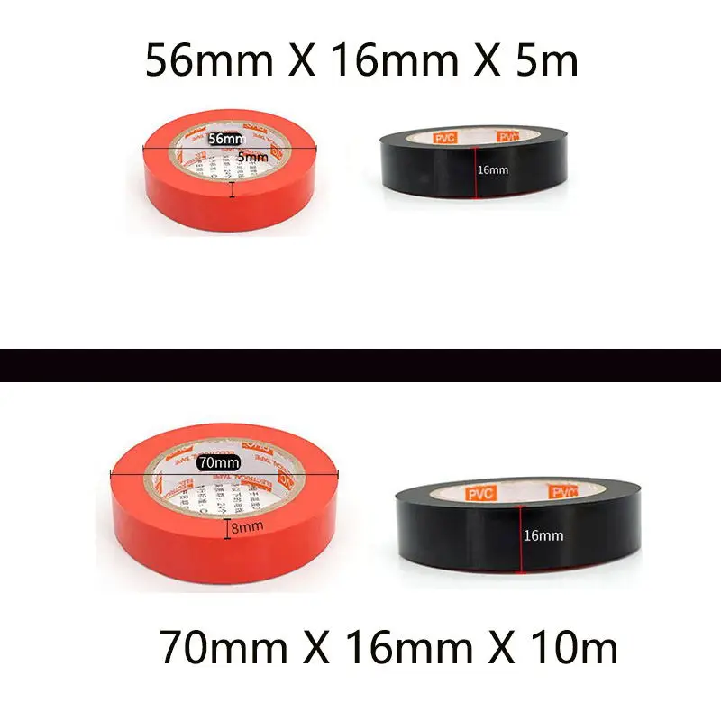 PVC Insulation Tape Red Yellow Green Blue Black Electrical Tape Super Stick PVC Waterproof Tape , 1 Roll 10m and 5m
