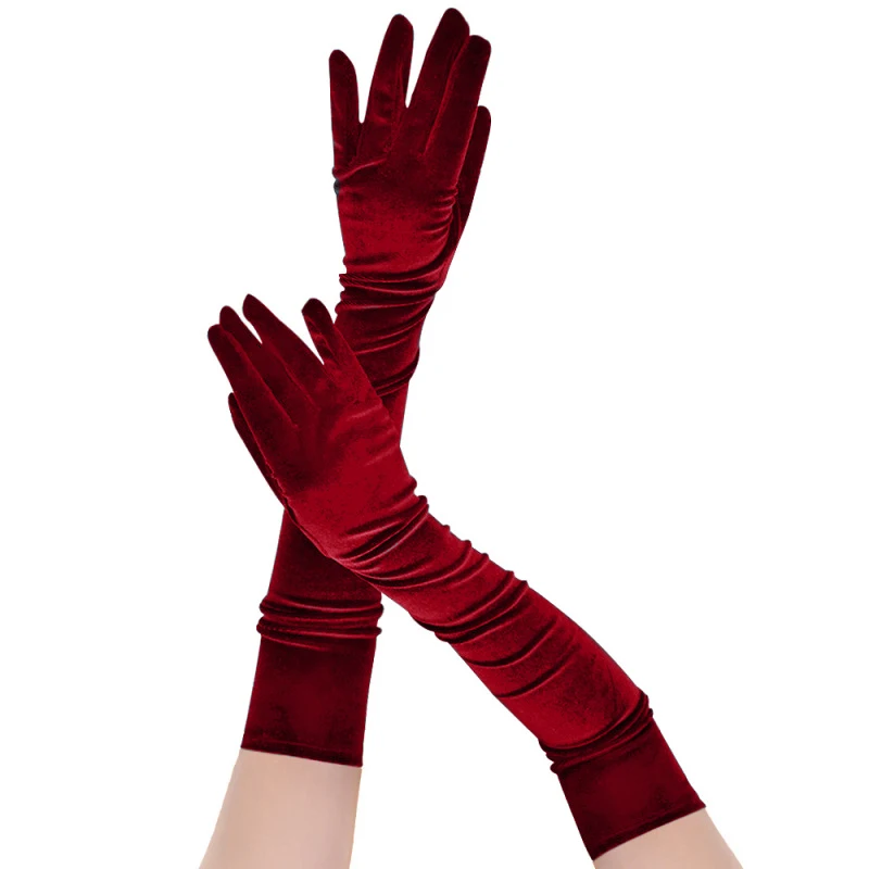 Multicolor 3 Lengths Noble Banquet Style Women Gold Velvet Long Dinner Dress Gloves Black Warm Elastic Driving Spring Autumn BK