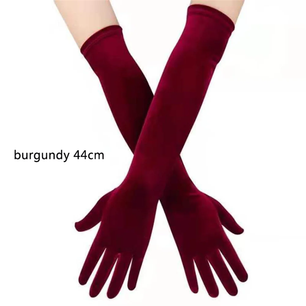 Multicolor 3 Lengths Noble Banquet Style Women Gold Velvet Long Dinner Dress Gloves Black Warm Elastic Driving Spring Autumn BK