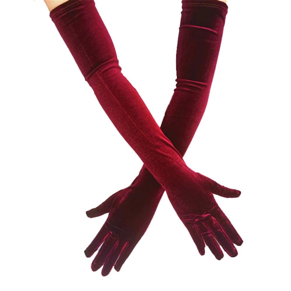 Multicolor 3 Lengths Noble Banquet Style Women Gold Velvet Long Dinner Dress Gloves Black Warm Elastic Driving Spring Autumn BK