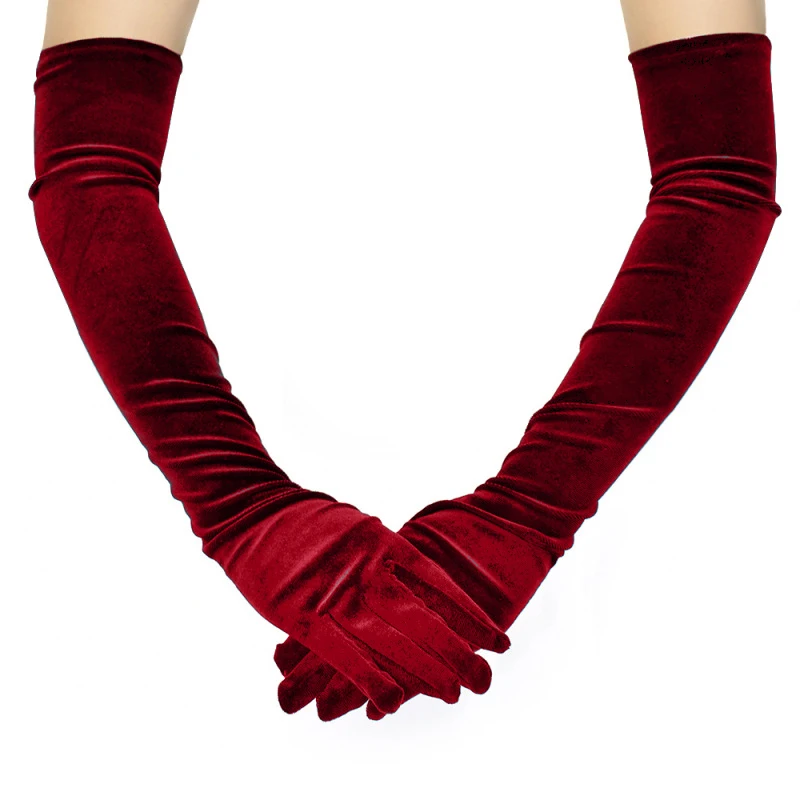Multicolor 3 Lengths Noble Banquet Style Women Gold Velvet Long Dinner Dress Gloves Black Warm Elastic Driving Spring Autumn BK
