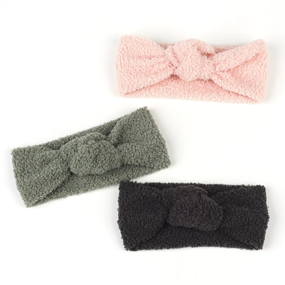 Baby Head Bands Teddy Fabric Headband Girl Hairband Knot Top Turban Children Hair Accessories Newborn Autumn Winter Headwrap