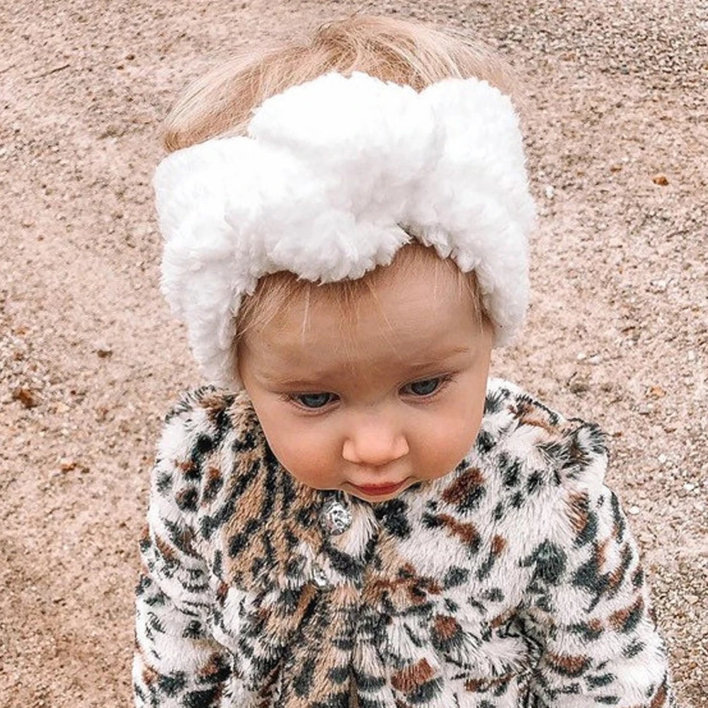 Baby Head Bands Teddy Fabric Headband Girl Hairband Knot Top Turban Children Hair Accessories Newborn Autumn Winter Headwrap