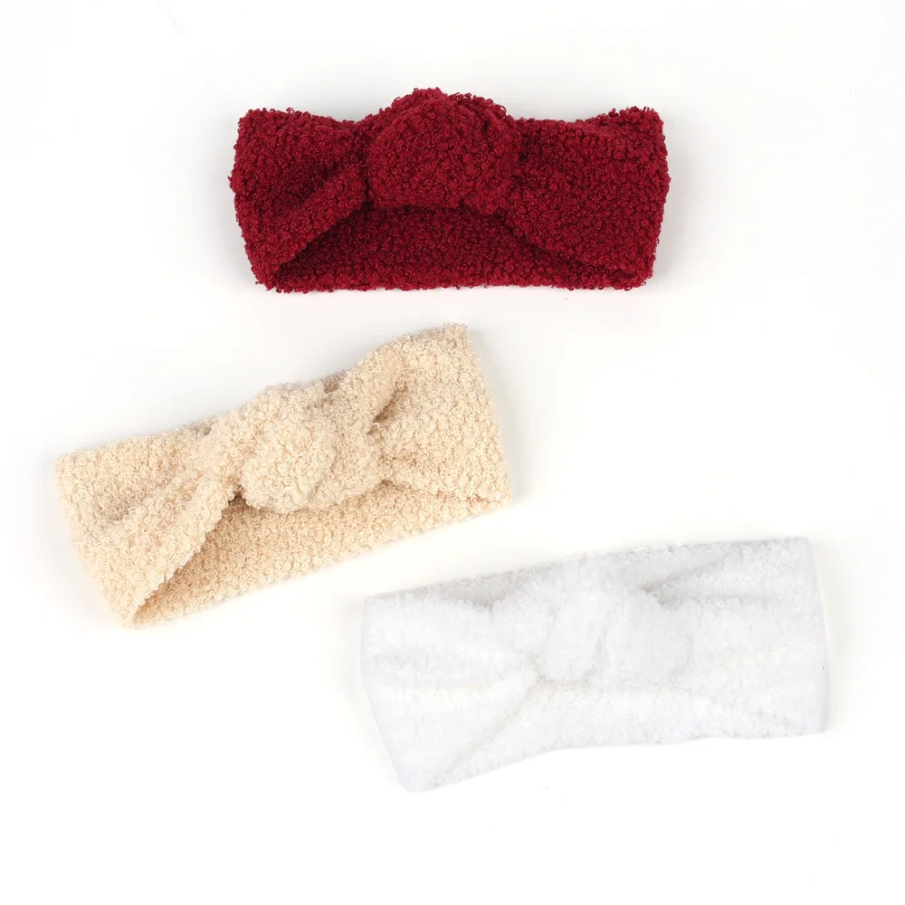 Baby Head Bands Teddy Fabric Headband Girl Hairband Knot Top Turban Children Hair Accessories Newborn Autumn Winter Headwrap