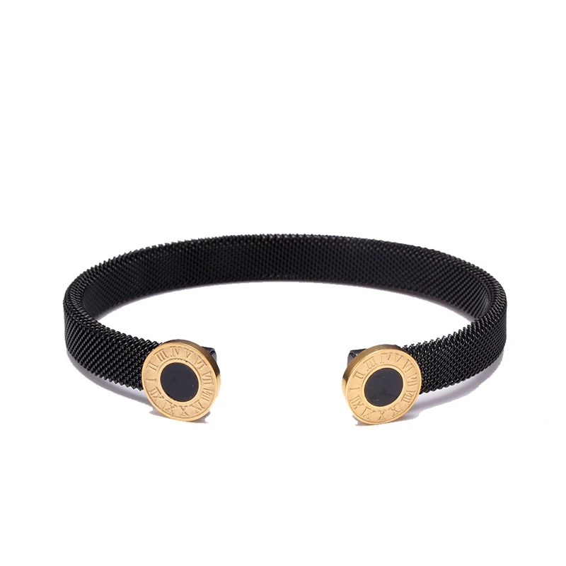 Top Brand Open Net Stainless Steel Charm Bracelets Roman Letters Fashion Wedding Party Cuff Bangles For Men Women Jewelry Gift