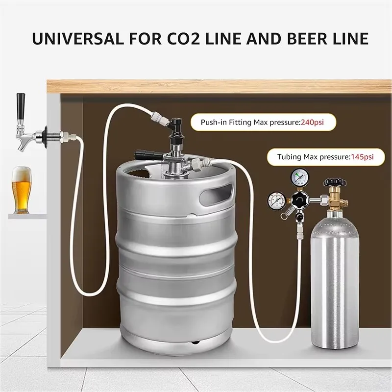 Plastic Quick Joint,3/8" X 7/16" FFL Push-fit Fitting for 9.52mm Tube Line,Homebrew Quick Connector for Ball Lock Beer Dispenser