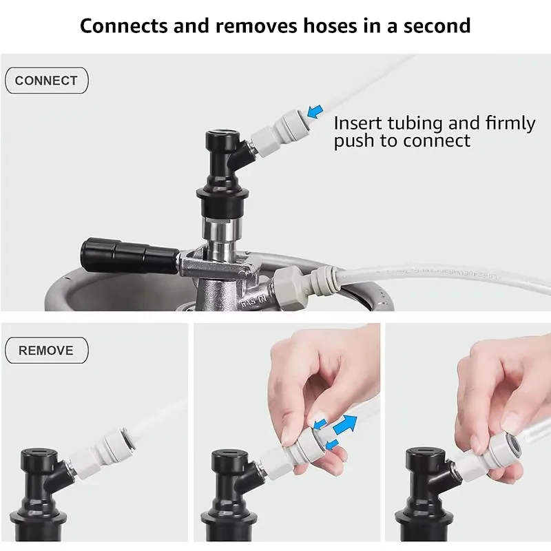 Plastic Quick Joint,3/8" X 7/16" FFL Push-fit Fitting for 9.52mm Tube Line,Homebrew Quick Connector for Ball Lock Beer Dispenser