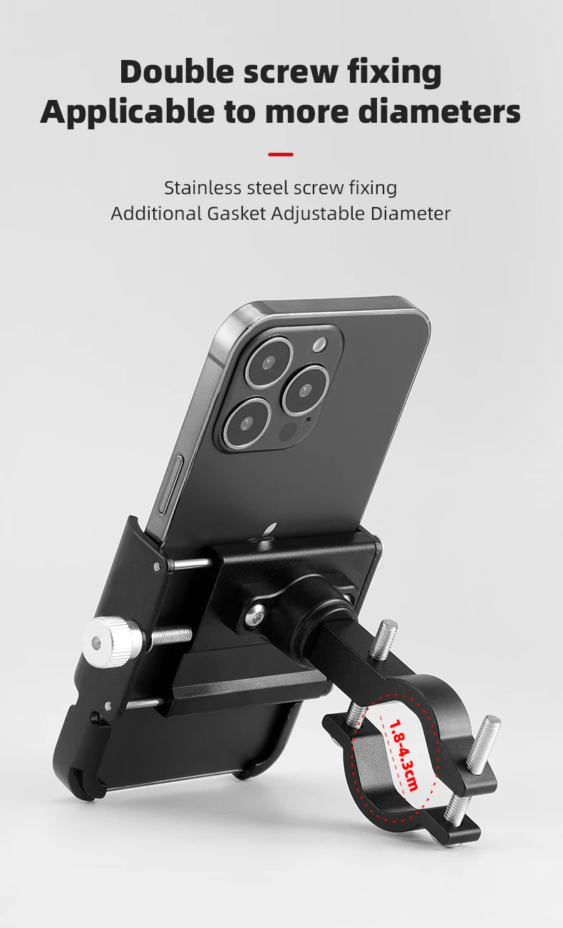Untoom Motorcycle Scooter Phone Mount Stand Bicycle Holder Aluminum Alloy Adjustable Bike Phone Bracket Cycling Accessories