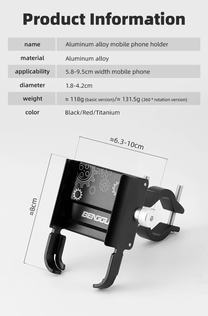 Untoom Motorcycle Scooter Phone Mount Stand Bicycle Holder Aluminum Alloy Adjustable Bike Phone Bracket Cycling Accessories
