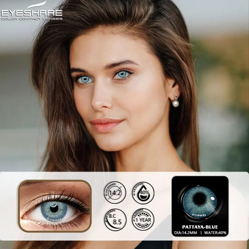 EYESHARE 1 Pair Color Contact Lenses For Eyes Pattaya Natural Yearly Use Lenses Blue Multicolored Contact Lens Beauty Pupils