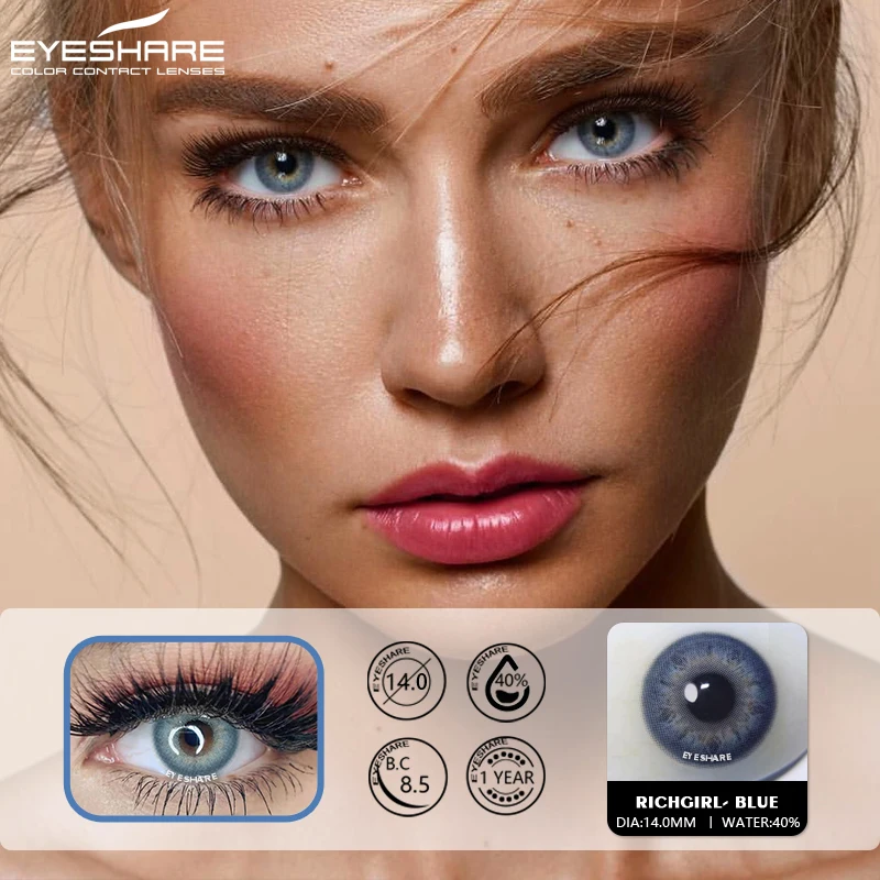 EYESHARE 1 Pair Color Contact Lenses For Eyes Pattaya Natural Yearly Use Lenses Blue Multicolored Contact Lens Beauty Pupils