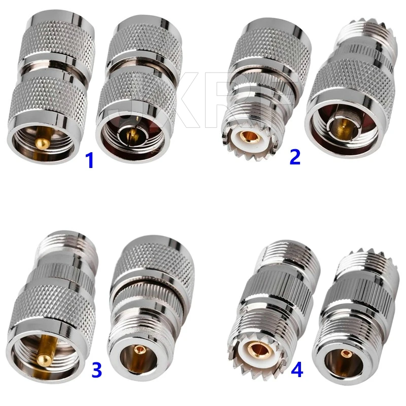 JXRF SMA BNC UHF To SMA SMB MCX MMCX BNC TNC UHF N F Type SO239 PL259 RF Coaxial Coax Adapter Connector Combination 4 Piece