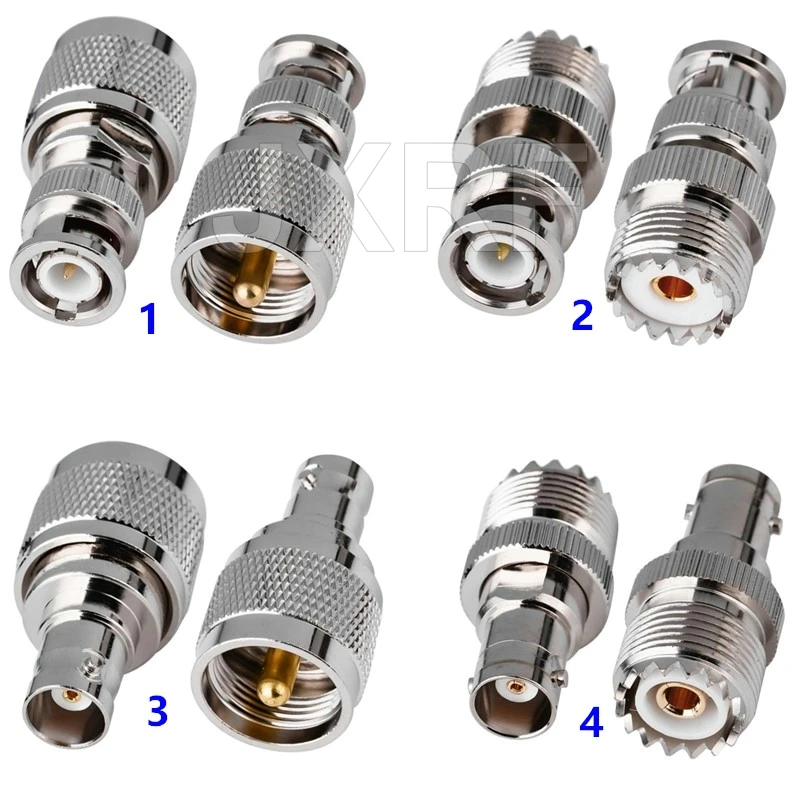 JXRF SMA BNC UHF To SMA SMB MCX MMCX BNC TNC UHF N F Type SO239 PL259 RF Coaxial Coax Adapter Connector Combination 4 Piece
