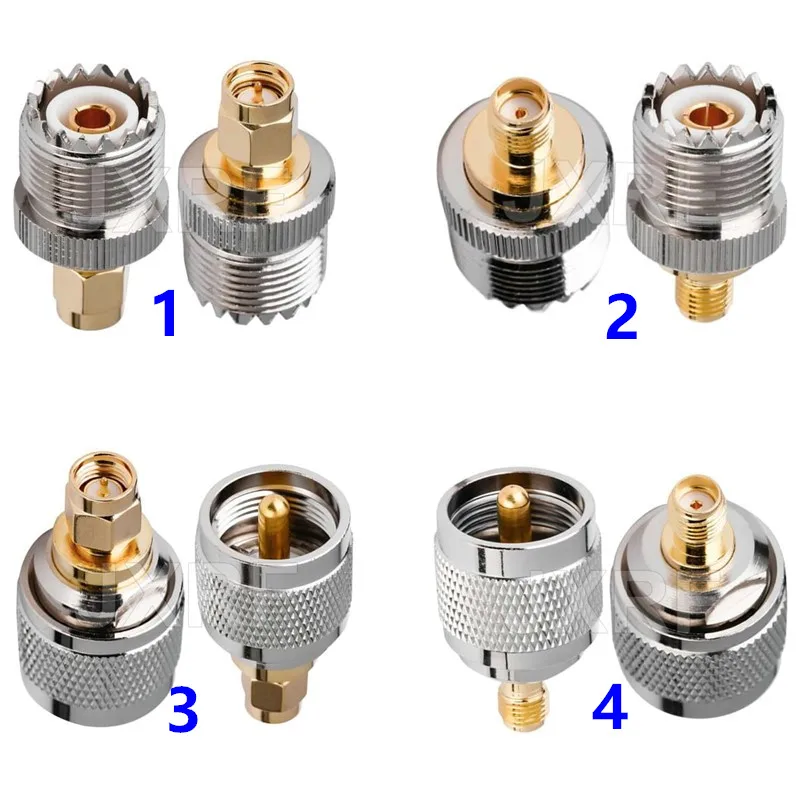 JXRF SMA BNC UHF To SMA SMB MCX MMCX BNC TNC UHF N F Type SO239 PL259 RF Coaxial Coax Adapter Connector Combination 4 Piece