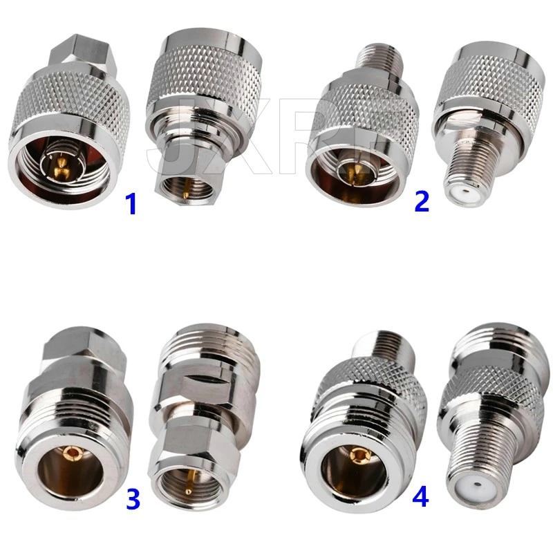 JXRF SMA BNC UHF To SMA SMB MCX MMCX BNC TNC UHF N F Type SO239 PL259 RF Coaxial Coax Adapter Connector Combination 4 Piece