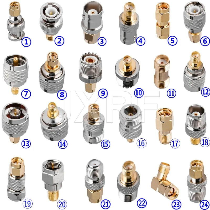 JXRF SMA BNC UHF To SMA SMB MCX MMCX BNC TNC UHF N F Type SO239 PL259 RF Coaxial Coax Adapter Connector Combination 4 Piece