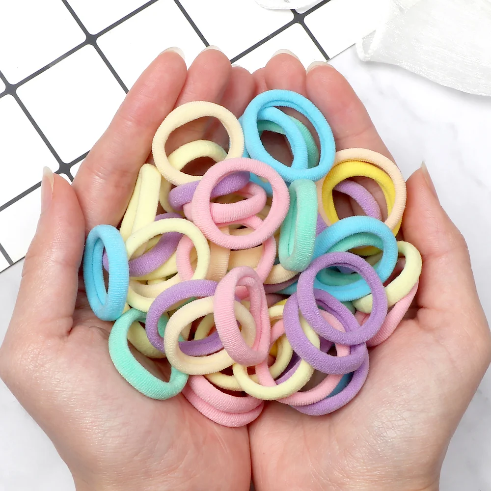 50Pcs Girls Nylon Rubber Bands Elastic Hair Bands Hair Accessories Children Ponytail Holder Headband Kids Ornaments Gift
