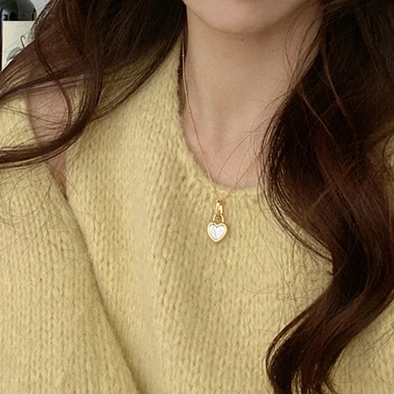 Vintage Double Sided Heart Pendant Necklace For Women Girl Clavicle Chain Choker New Fashion Trendy Jewelry Gift Party