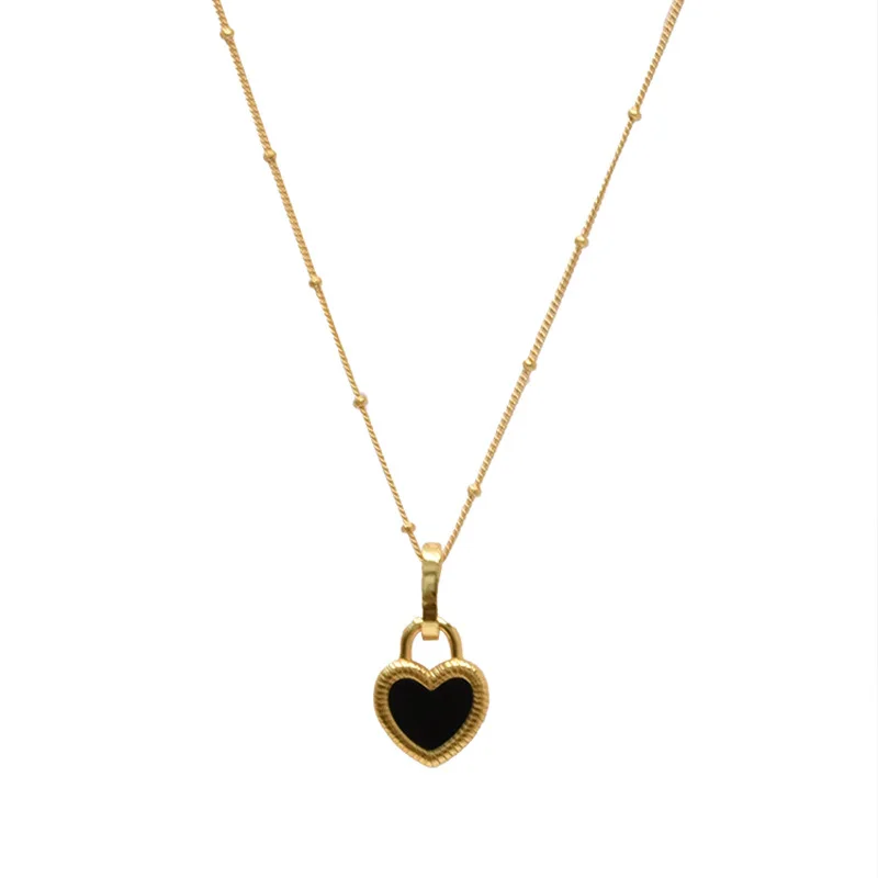 Vintage Double Sided Heart Pendant Necklace For Women Girl Clavicle Chain Choker New Fashion Trendy Jewelry Gift Party