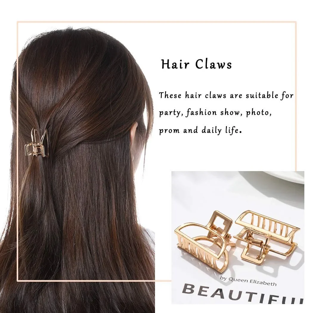 Fashion Hair Claw Gold Hair Clips Mini Non Slip Claw Clips Hair Accessories Daily Party Gift for Women and Girls