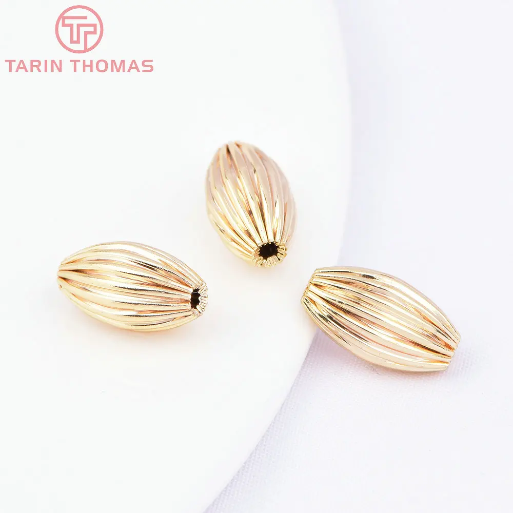 (7455) 6PCS 7x5MM 24K Gold Color Plated Brass Spacer Beads Bracelet Beads High Quality Diy Jewelry Accessories Wholesale