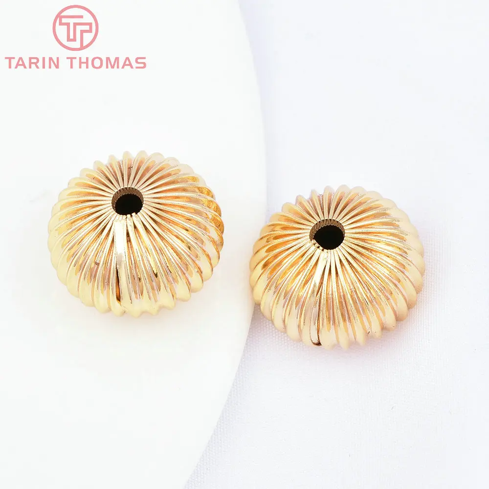 (7455) 6PCS 7x5MM 24K Gold Color Plated Brass Spacer Beads Bracelet Beads High Quality Diy Jewelry Accessories Wholesale