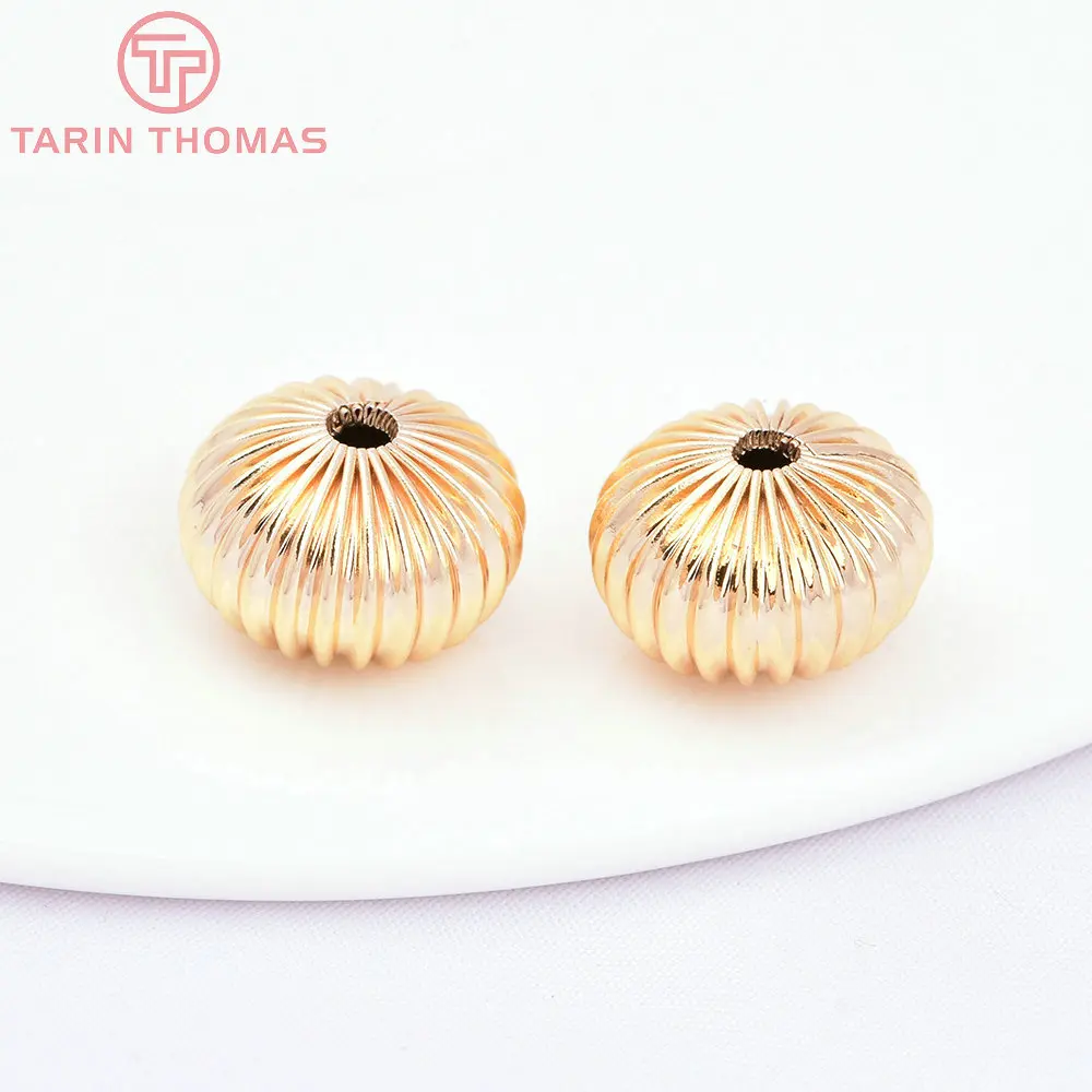 (7455) 6PCS 7x5MM 24K Gold Color Plated Brass Spacer Beads Bracelet Beads High Quality Diy Jewelry Accessories Wholesale