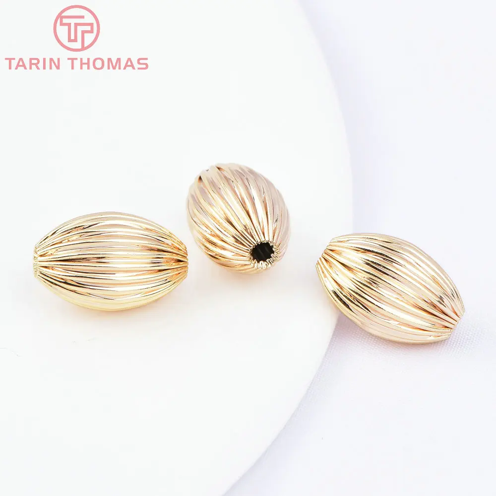 (7455) 6PCS 7x5MM 24K Gold Color Plated Brass Spacer Beads Bracelet Beads High Quality Diy Jewelry Accessories Wholesale