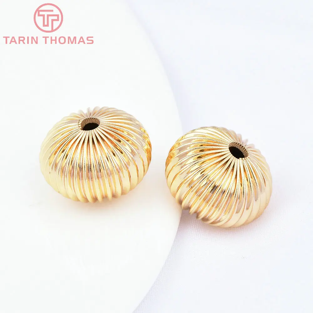 (7455) 6PCS 7x5MM 24K Gold Color Plated Brass Spacer Beads Bracelet Beads High Quality Diy Jewelry Accessories Wholesale