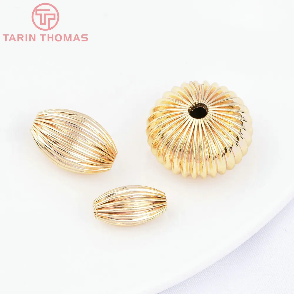 (7455) 6PCS 7x5MM 24K Gold Color Plated Brass Spacer Beads Bracelet Beads High Quality Diy Jewelry Accessories Wholesale
