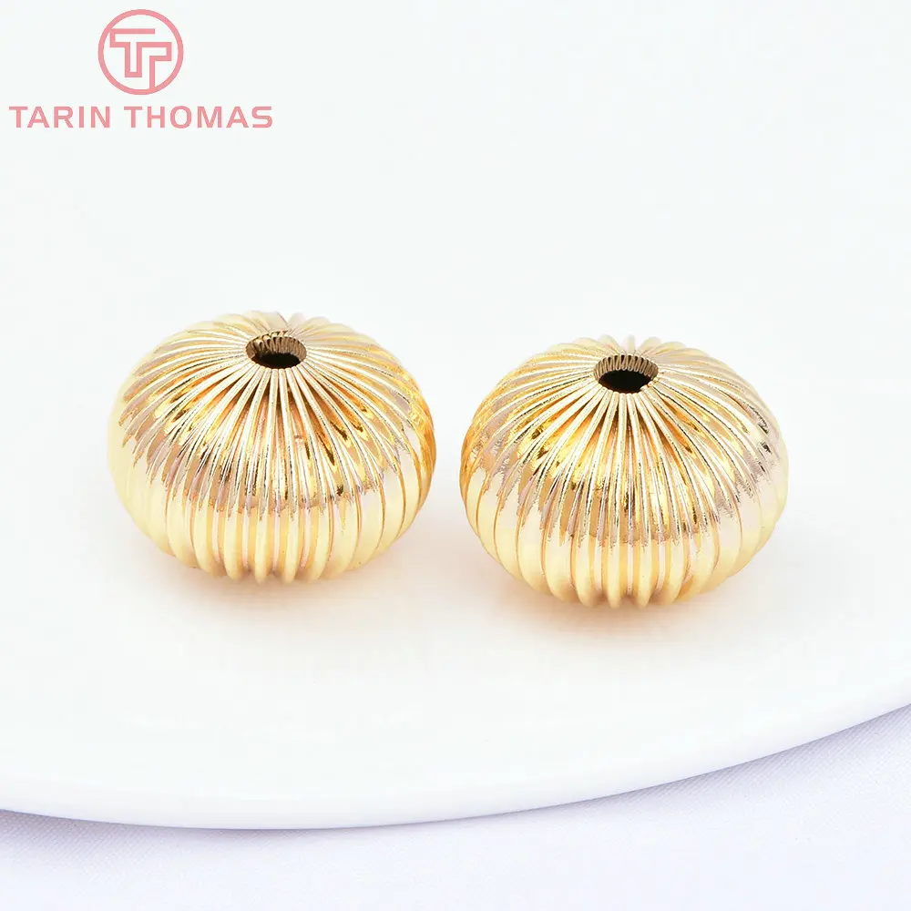 (7455) 6PCS 7x5MM 24K Gold Color Plated Brass Spacer Beads Bracelet Beads High Quality Diy Jewelry Accessories Wholesale