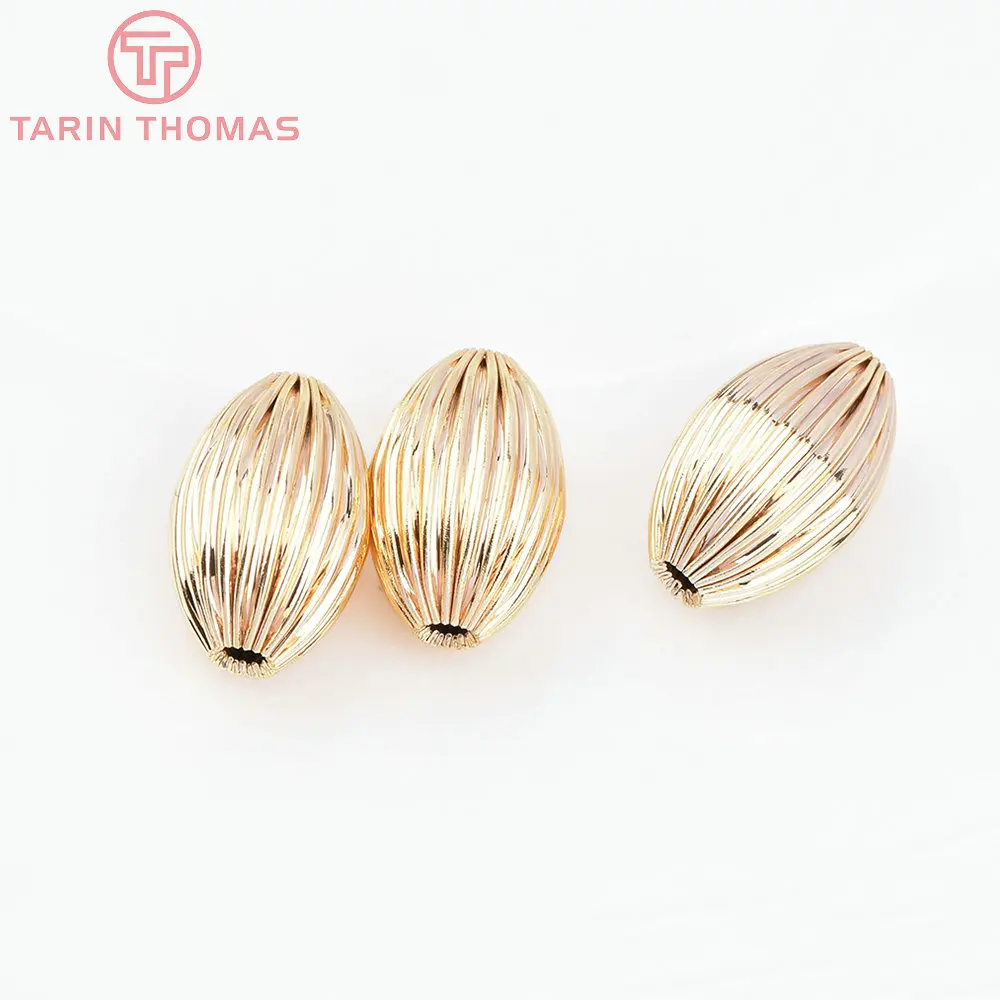 (7455) 6PCS 7x5MM 24K Gold Color Plated Brass Spacer Beads Bracelet Beads High Quality Diy Jewelry Accessories Wholesale