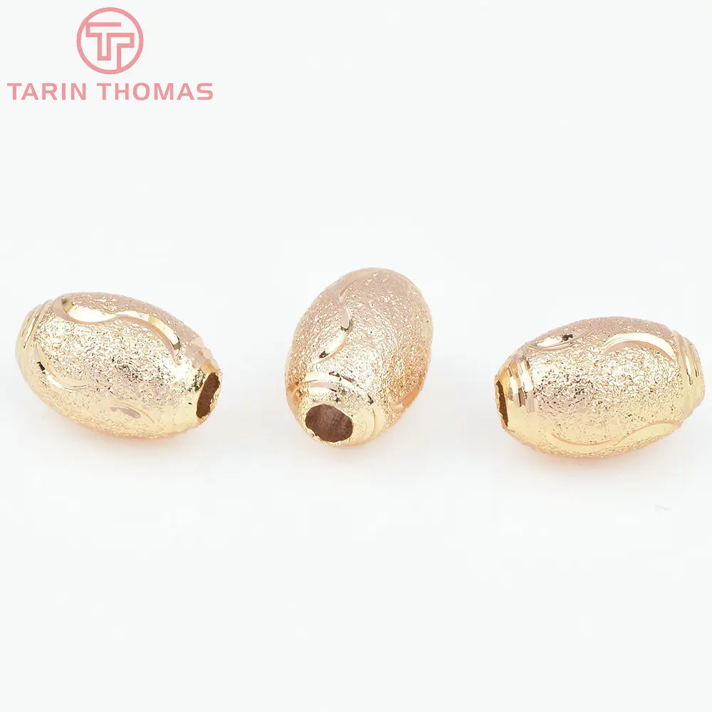 (7455) 6PCS 7x5MM 24K Gold Color Plated Brass Spacer Beads Bracelet Beads High Quality Diy Jewelry Accessories Wholesale