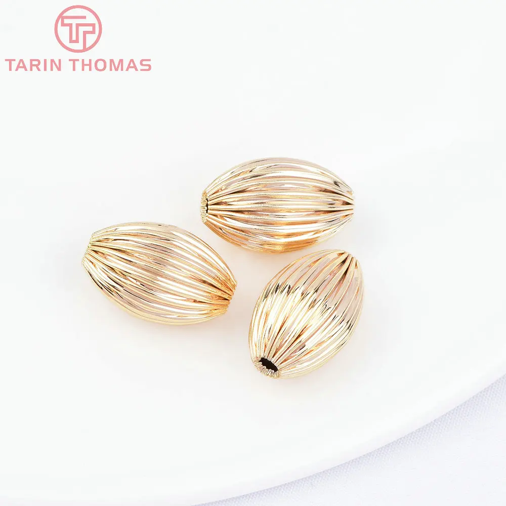 (7455) 6PCS 7x5MM 24K Gold Color Plated Brass Spacer Beads Bracelet Beads High Quality Diy Jewelry Accessories Wholesale