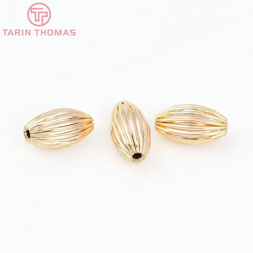 (7455) 6PCS 7x5MM 24K Gold Color Plated Brass Spacer Beads Bracelet Beads High Quality Diy Jewelry Accessories Wholesale